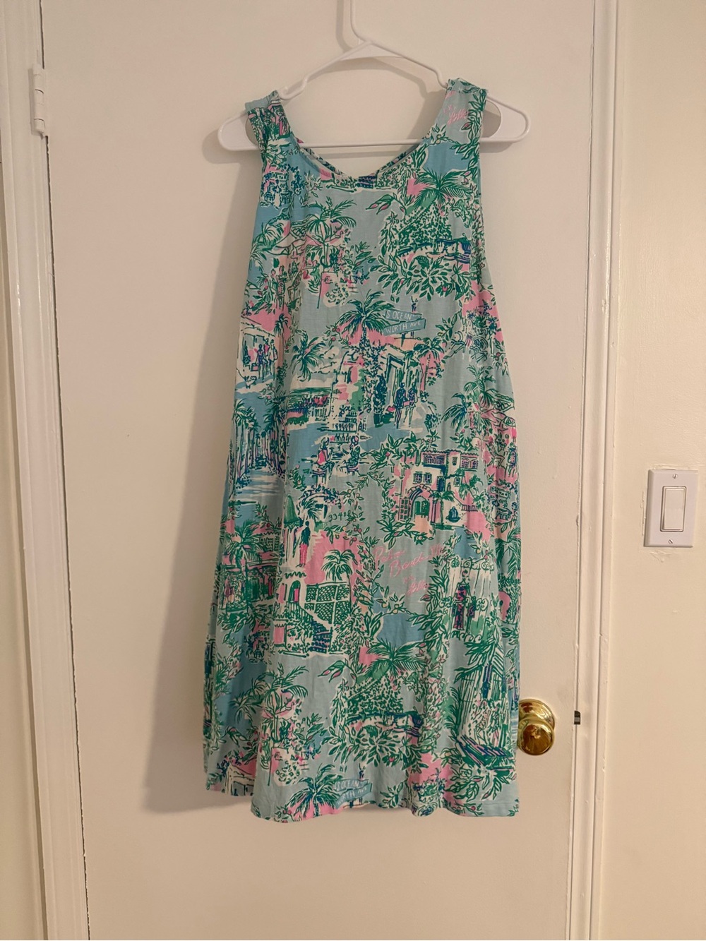 Lilly Pulitzer Seafoam Green Tropical Print Mini Dress with Pink & Green Accents
